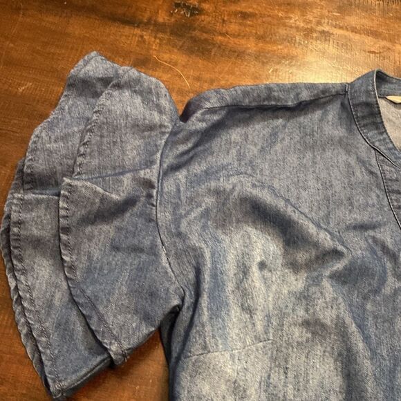 G Kale Blue Denim Chambray Button-Up Dress petite medium - Picture 3 of 9